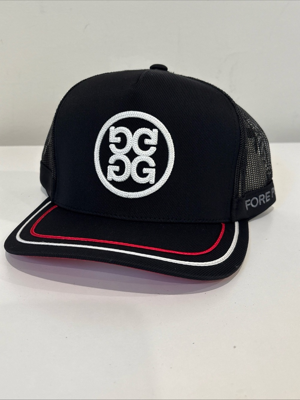 NWT G/Fore Trucker Golf Hat Soutache Knit Interlock Tall Black Mens